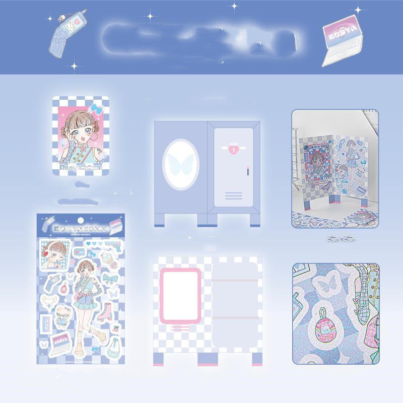 Cartoon Girl With DIY Handbook Gourd Card Decoration Stickers 4 Models