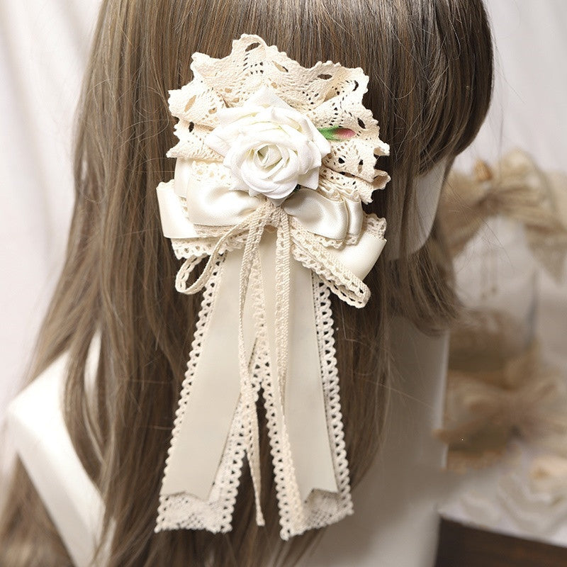 Hairpin Hair Accessories Lace Bow Ribbon Hair Clip Tea Party B1578