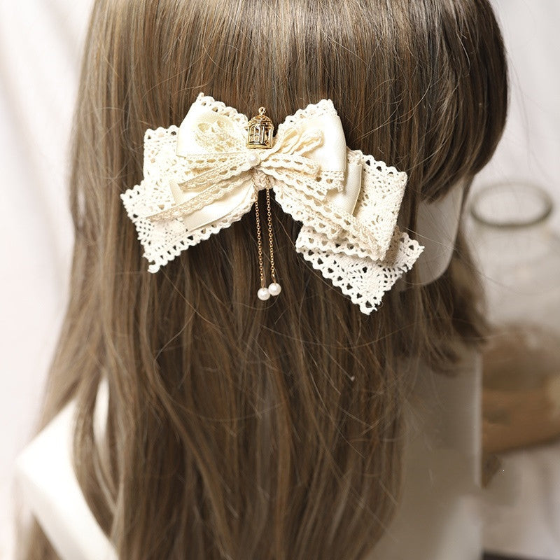 Hairpin Hair Accessories Lace Bow Ribbon Hair Clip Tea Party B1578