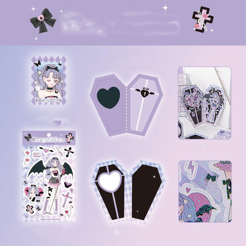 Cartoon Girl With DIY Handbook Gourd Card Decoration Stickers 4 Models