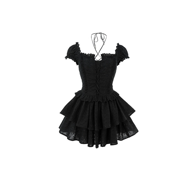 Waist-tight A- Line Double Layer Dress