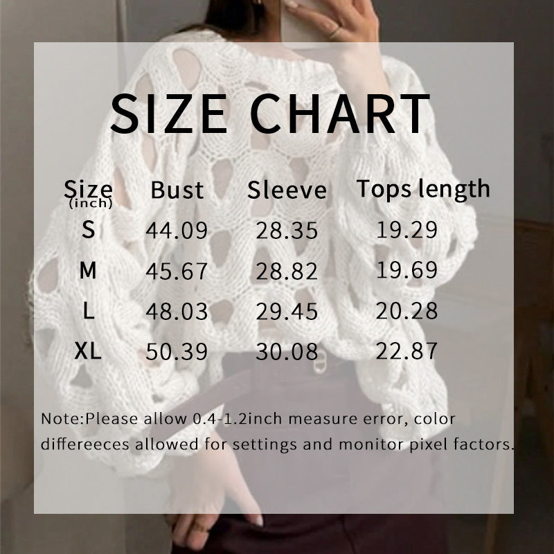Womens Sweaters Crewneck Elegant Soft Long Sleeve Hollow Out Crochet Knit Pullover Tops