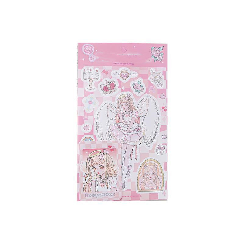 Cartoon Girl With DIY Handbook Gourd Card Decoration Stickers 4 Models