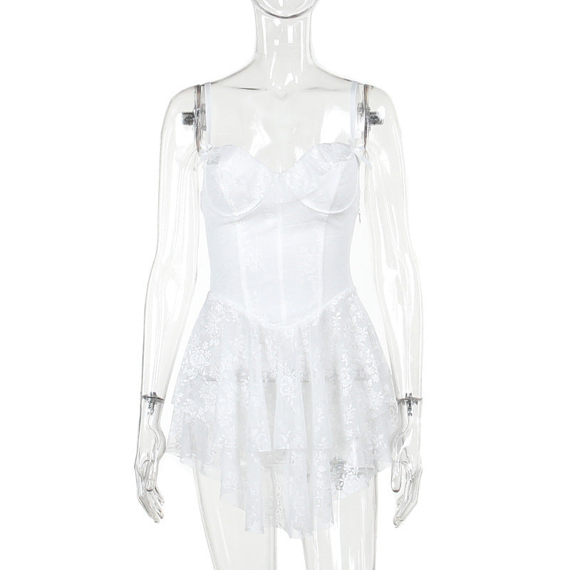 Waist-tight A- Line Double Layer Dress